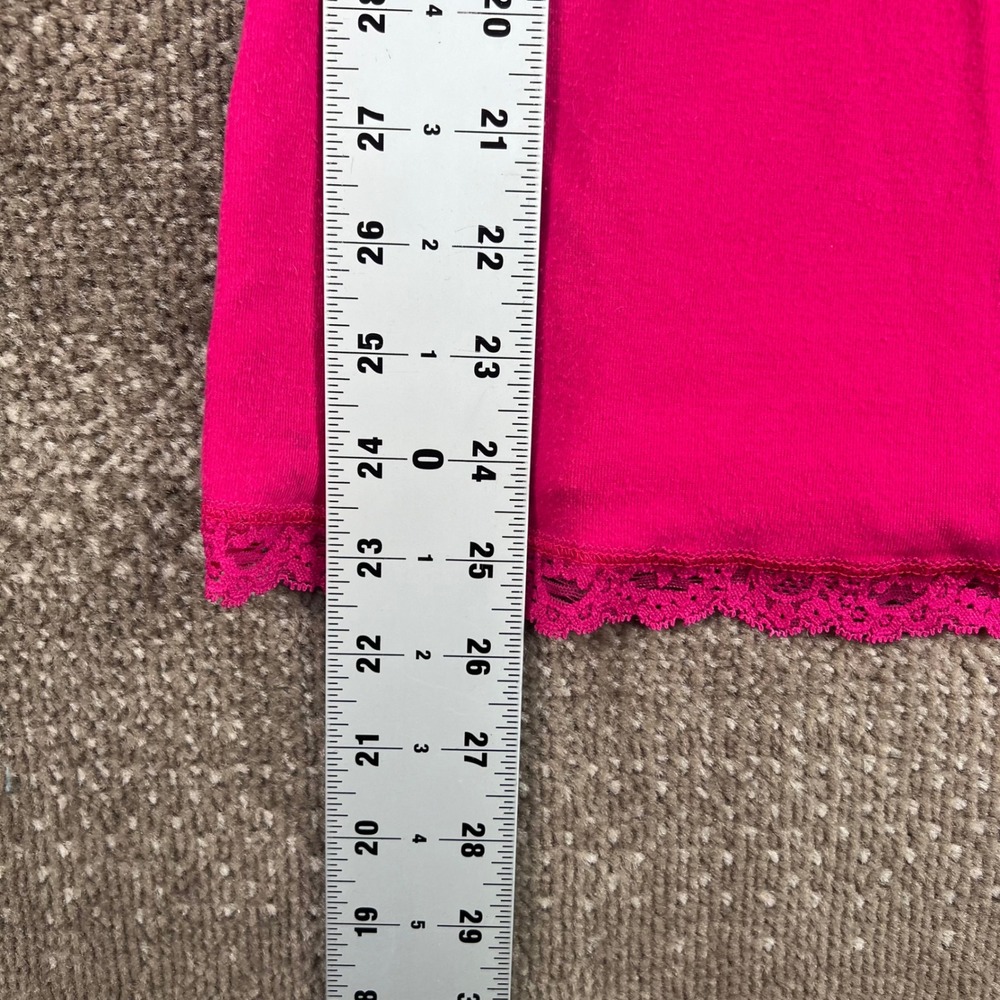 Y2K Hollister Womens Hot Pink Lace Trim Racerback Tank Top Size L Ribbed - Picture 6 of 6